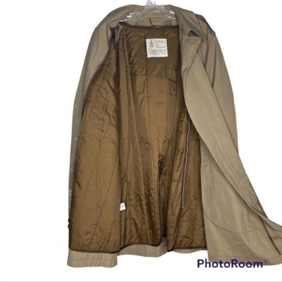 London Fog Trench Coat Men’s 44R Tan Button Front Casual Collared Winter - Picture 3 of 9